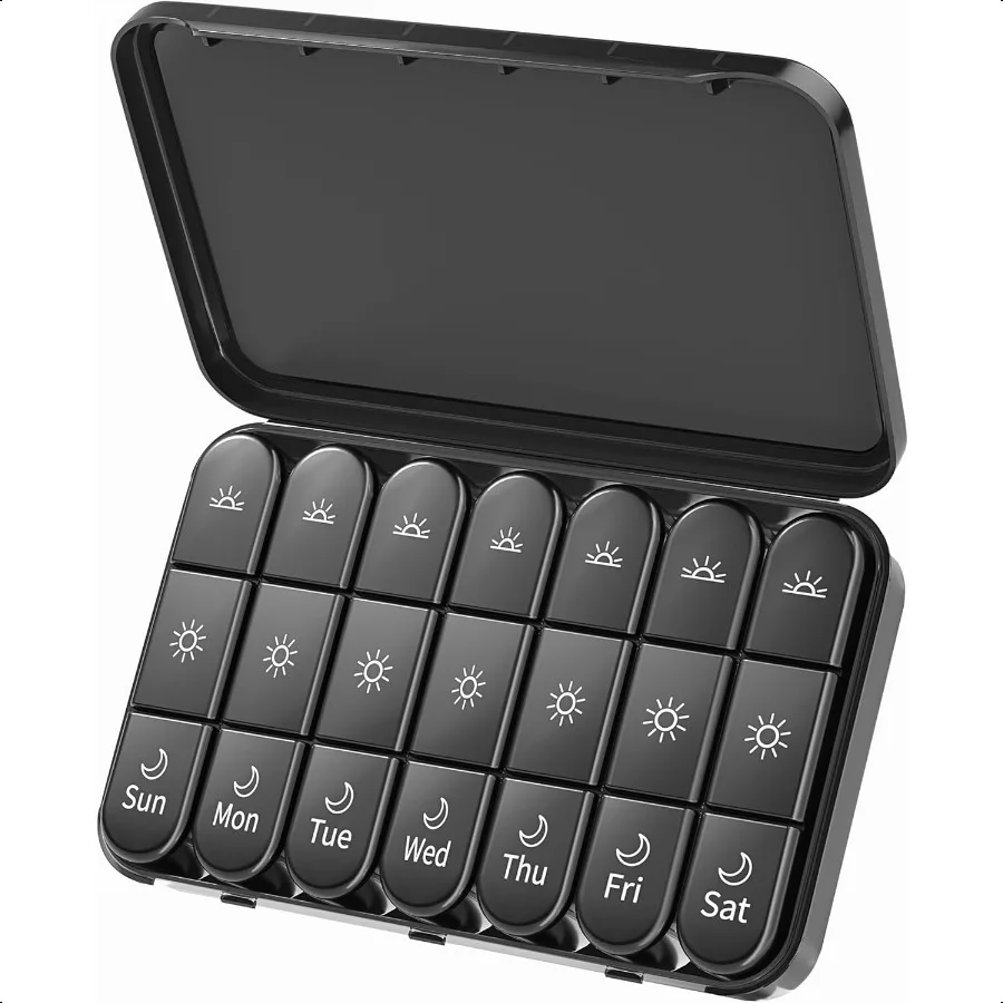 

Еженедельный органайзер для таблеток 3X a Day, большая коробка для таблеток, 7 дней, 3 раза в день, с отдельным светонепроницаемым контейнером, портативный дорожный футляр для таблеток