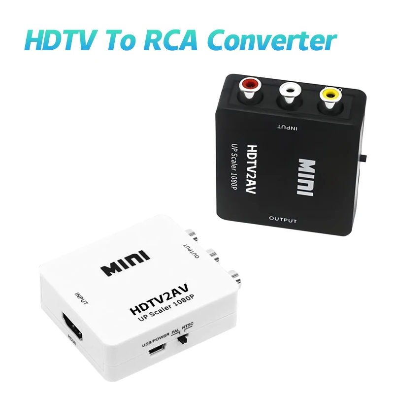 HDTV To AV RCA Adapter HD Converter MINI Box RCA AV CVSB LR Video Composite AV Scaler Converter For PC HDTV Projector