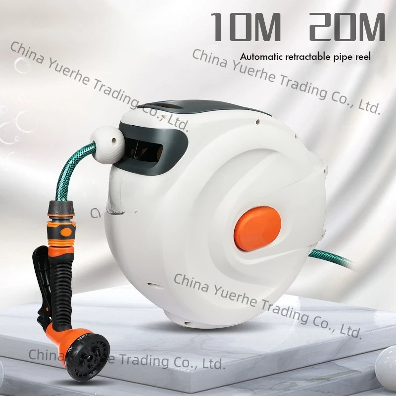 

10/20m/30m Automatic Rewind Hose Reel with 7 Pattern Hose Nozzle Water Hose Reel Slow Return System for Car Garden