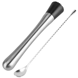 20cm Stainless Steel Cocktail Muddler Crushed Ice Hammer 30cm Bar Mixing Spoon Long Drink Stirrer Bartender Spoon Bar Accessory