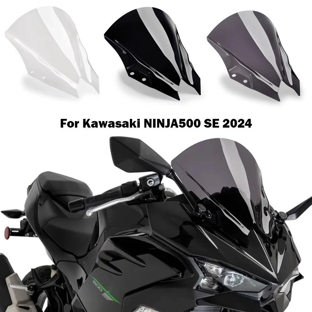 For Kawasaki NINJA500 SE 2024 NINJA 500 Double Bubble Windscreen Windshield Fairing Screen Wind Deflector Accessories Moto