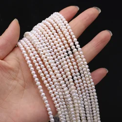Natural Freshwater Pearl Beaded AAA 3-4mm Near Round Shape Punch Loose Beads for Make Jewelry DIY Bracelet Necklace Accessories