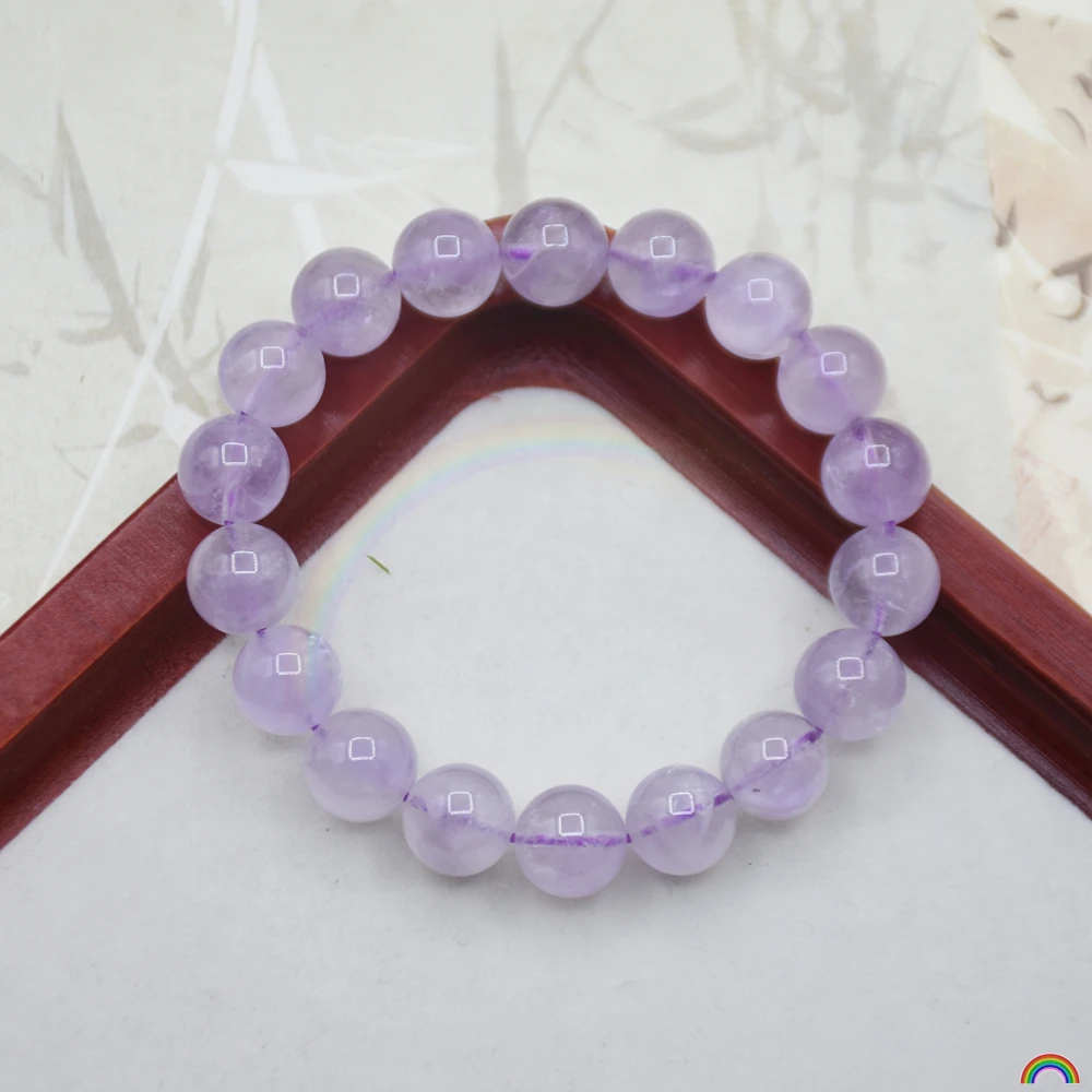 Natural amethyst single circle round bead bracelet for women, lavender light purple jewelry bracelet, Rwbuy brand design