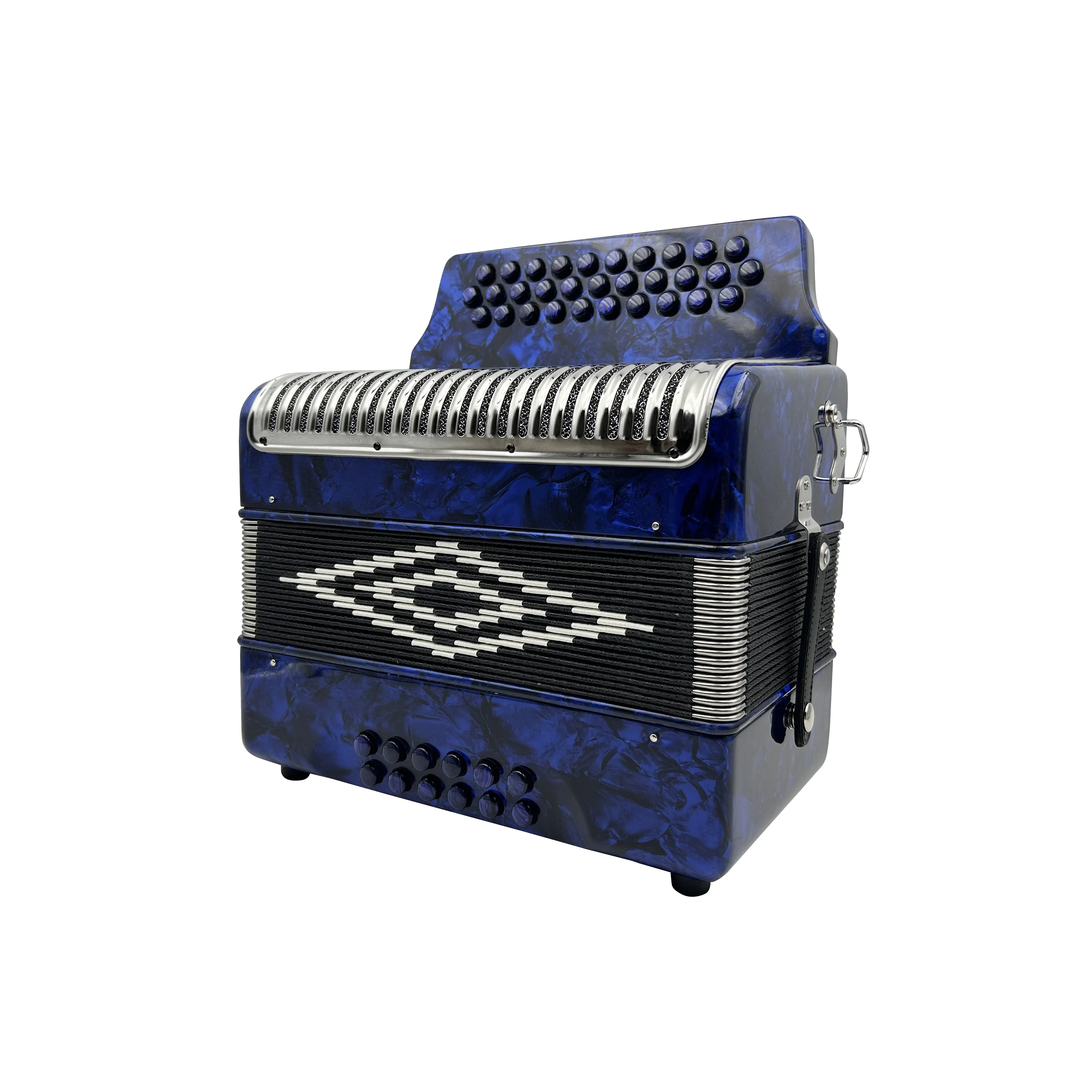 31-Button 12-Bass Diatonic Accordion Stainless Steel Grill Blue Celluloid Body Blue Buttons Acordeon JB3112C