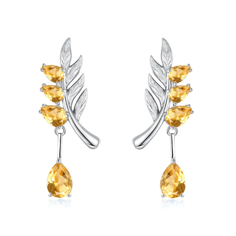 

Real S925 Sterling Silver Leaf Shape Wedding Ring Natural Amethyst Resizable Size Ring Pendant Earrings Jewelry Sets