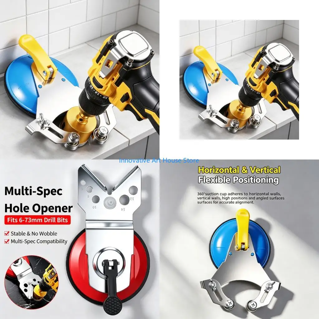 E1PC Two-Piece Tile Hole Drilling Guide Set with Distinct Guide Configurations for Utility, Appliance, and Stone Installation