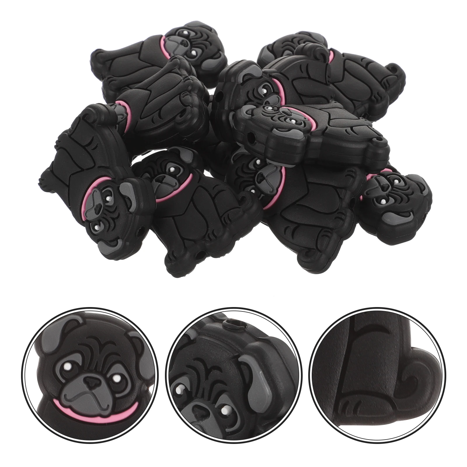 

10pcs Silicone Dog Beads Baby Teething Accessories Diy Bracelet Necklace Making Animal Shaped Beads Pacifier Chain Chewing