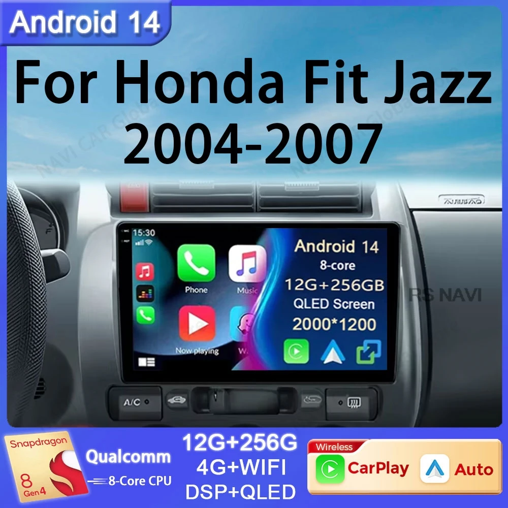 

Автомагнитола на Android 14 для Honda Fit Jazz City 2002-2007, мультимедийный видеоплеер, стерео, Carplay, GPS-навигация, DSP, стерео, BT, DVD