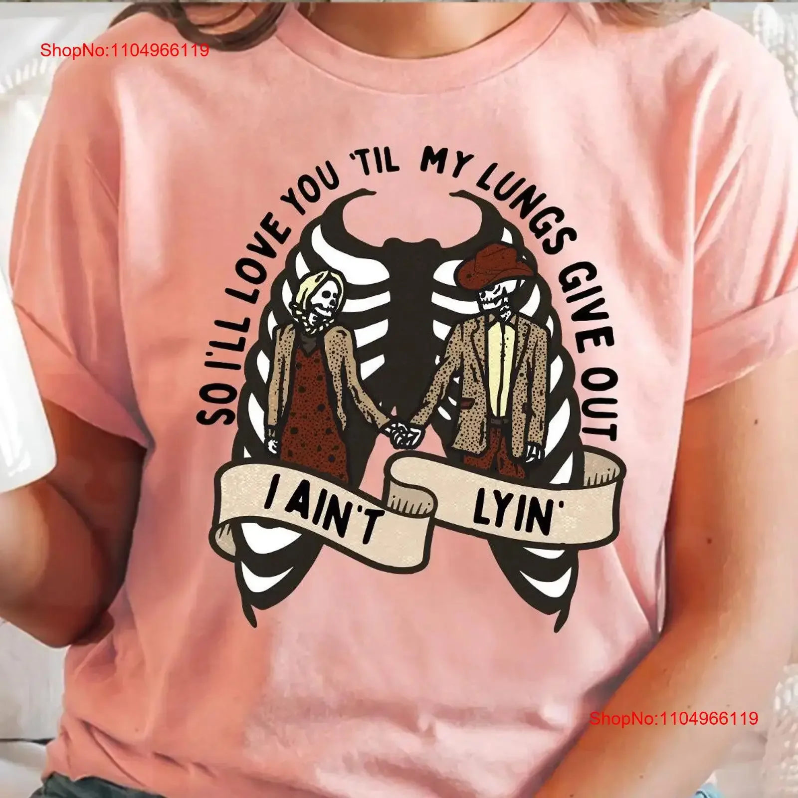 

Love You Till My Lungs Give Out I Ain't Lyin shirt Western Country vintage Washed streetwear Top For Everyday Wear Versatile
