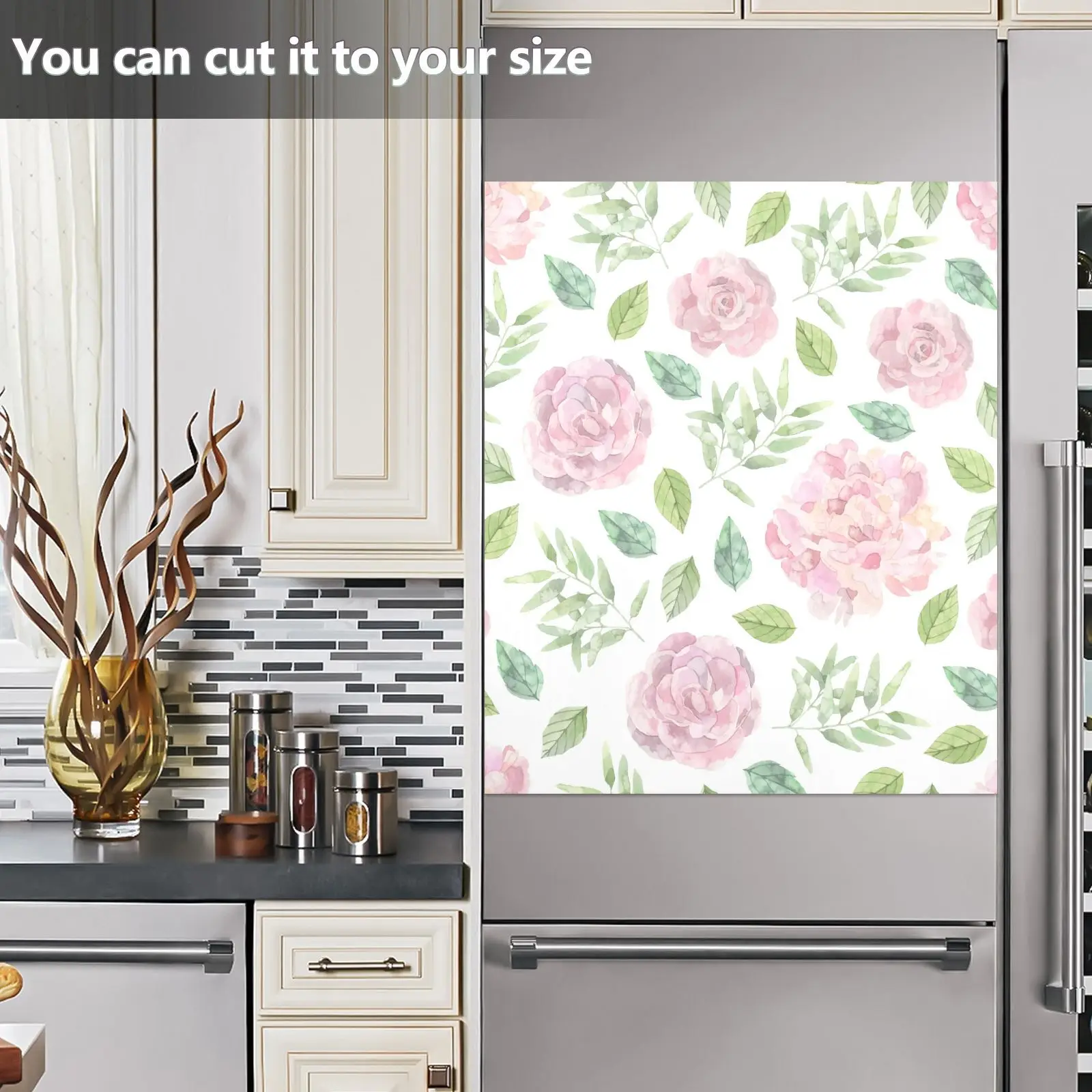 Art Kitchen Dishwasher Magnetic Stickers Waterproof and Anti fouling PVC Home Decoration Refrigerator Sticker Flower printing