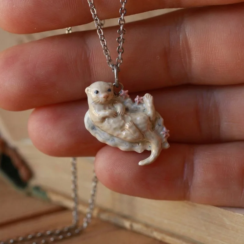 5Pcs New DIY Stainless Steel Pig Otter Frog Butterfly Snail Apple Dog Beetle Charms Pendant for Keychain Necklace Jewelry Making