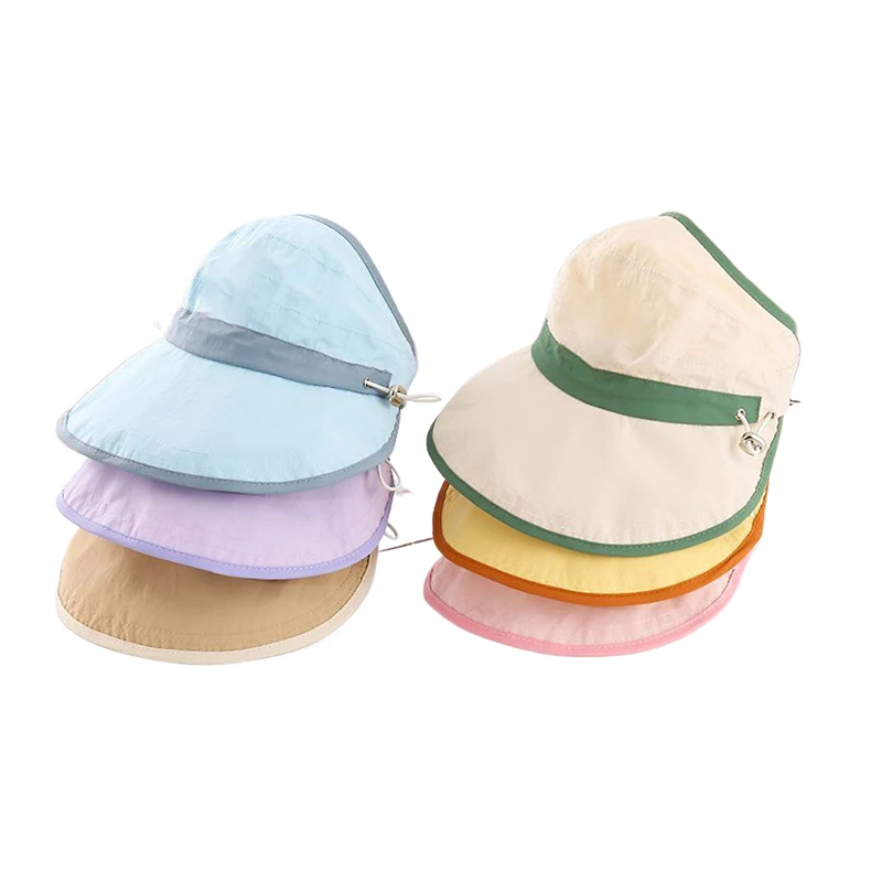 

Casual Polyester Summer Kid Sunhat Quick-dry UV Protection Kid Empty Top Cap Large Brim Korean Style Kid Sun Visor Hat Outdoor