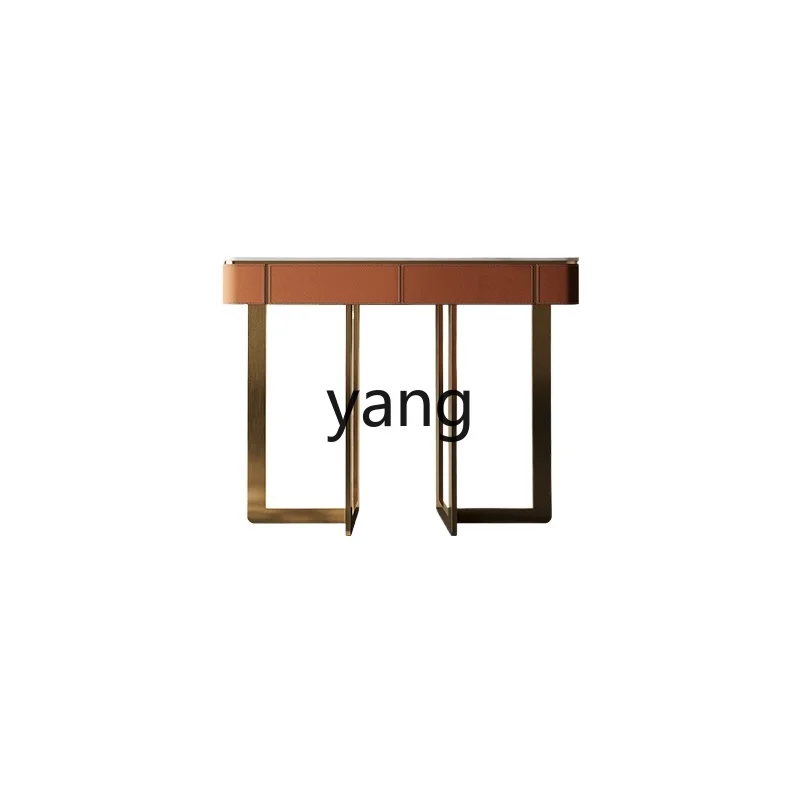 

LTT Italian luxury stone rock slab entrance table Modern simple light luxury entrance foyer partition end view table