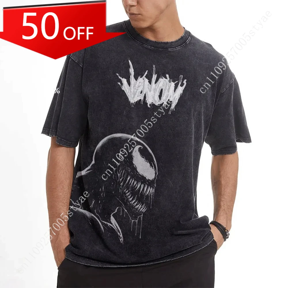 Marvel Venom Distressed Retro Short-Sleeve T-Shirt Summer Casual Wear for Men Women: Comfortable Stylish Sporty