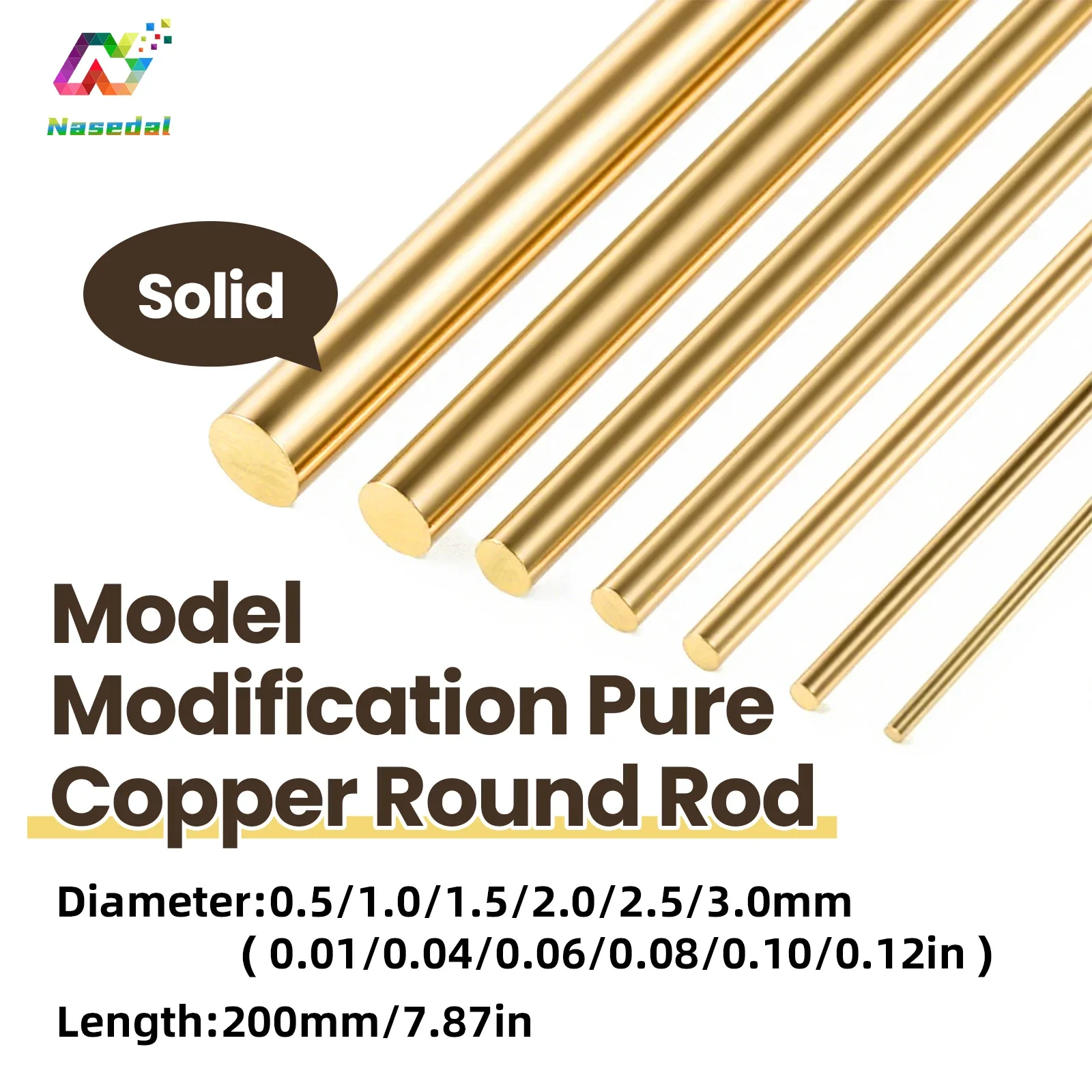 Nasedal 0.5mm-3.0mm Brass Rod for Gundam Mecha Military Model Building Skeleton Reinforcement Broken Part Repair DIY Accessories