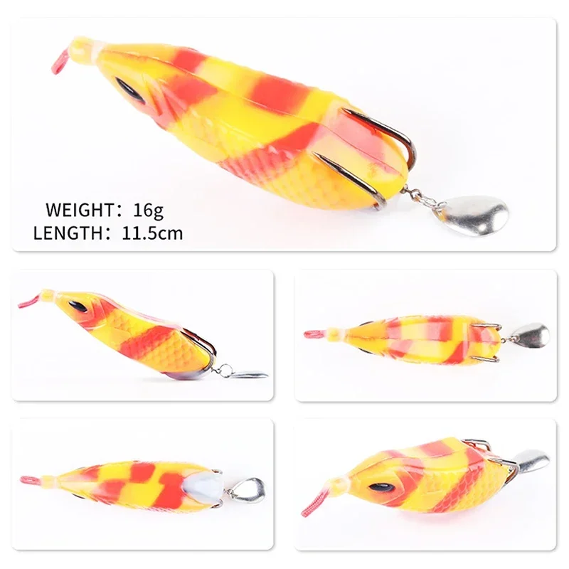 1PX Soft Frog Lure 9.5cm-16g Topwater Silicone Fishing Bait Rubber Ray Frog leurre With Sequin Weedless Swimbait cebo