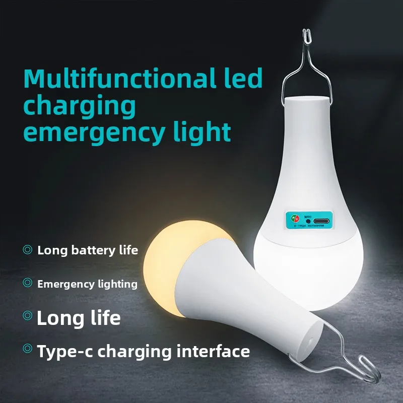 

Светодиодная лампа с зарядкой типа C, портативная аварийная USB-зарядка, супер яркий уличный ночной рынок, киоск, туалет, светильник для кемпинга
