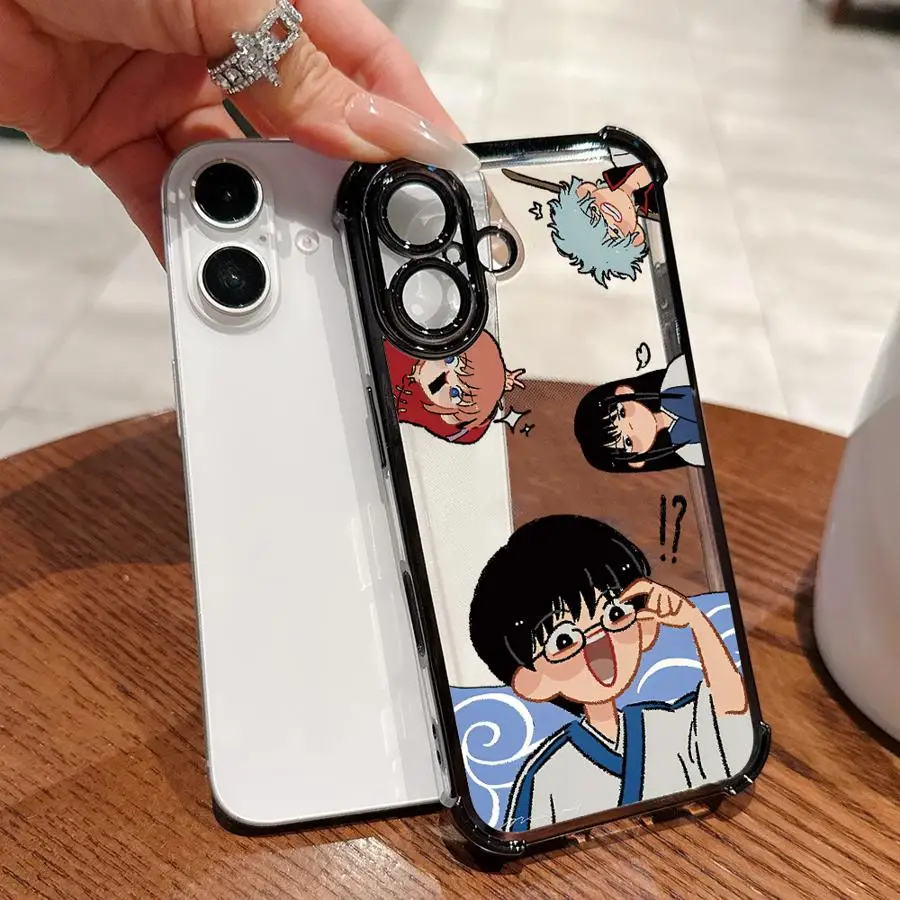جين تاما مضحك أنيمي جراب هاتف آيفون 16 15 14 زائد 17 الهواء 16e 13 12 11 برو ماكس غطاء ناعم #6