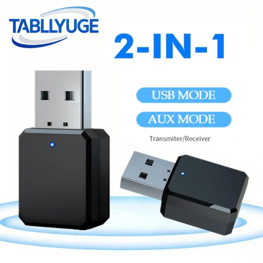 

KN318 Bluetooth 5.1 Transmitter Receiver Wireless Audio Adapter USB AUX Dual Output Adapter for Car Stereo/PC/TV with 3.5mm AUX