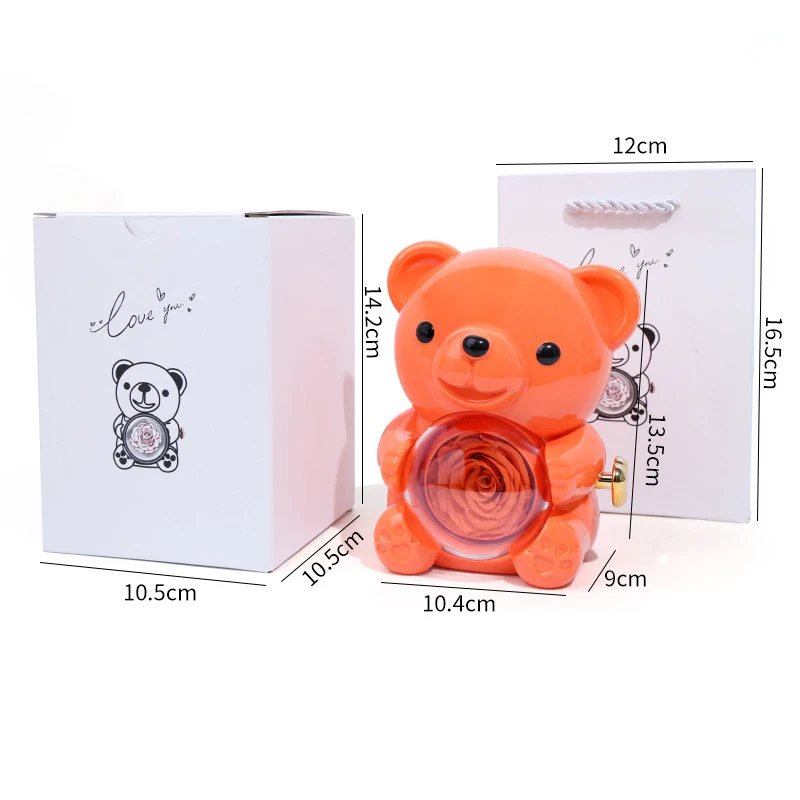 Eternal Rose Teddy Bear Jewelry Box with Custom Name Necklace Wedding Valentine Special Present for Girlfriend Anniversary gift - view 6