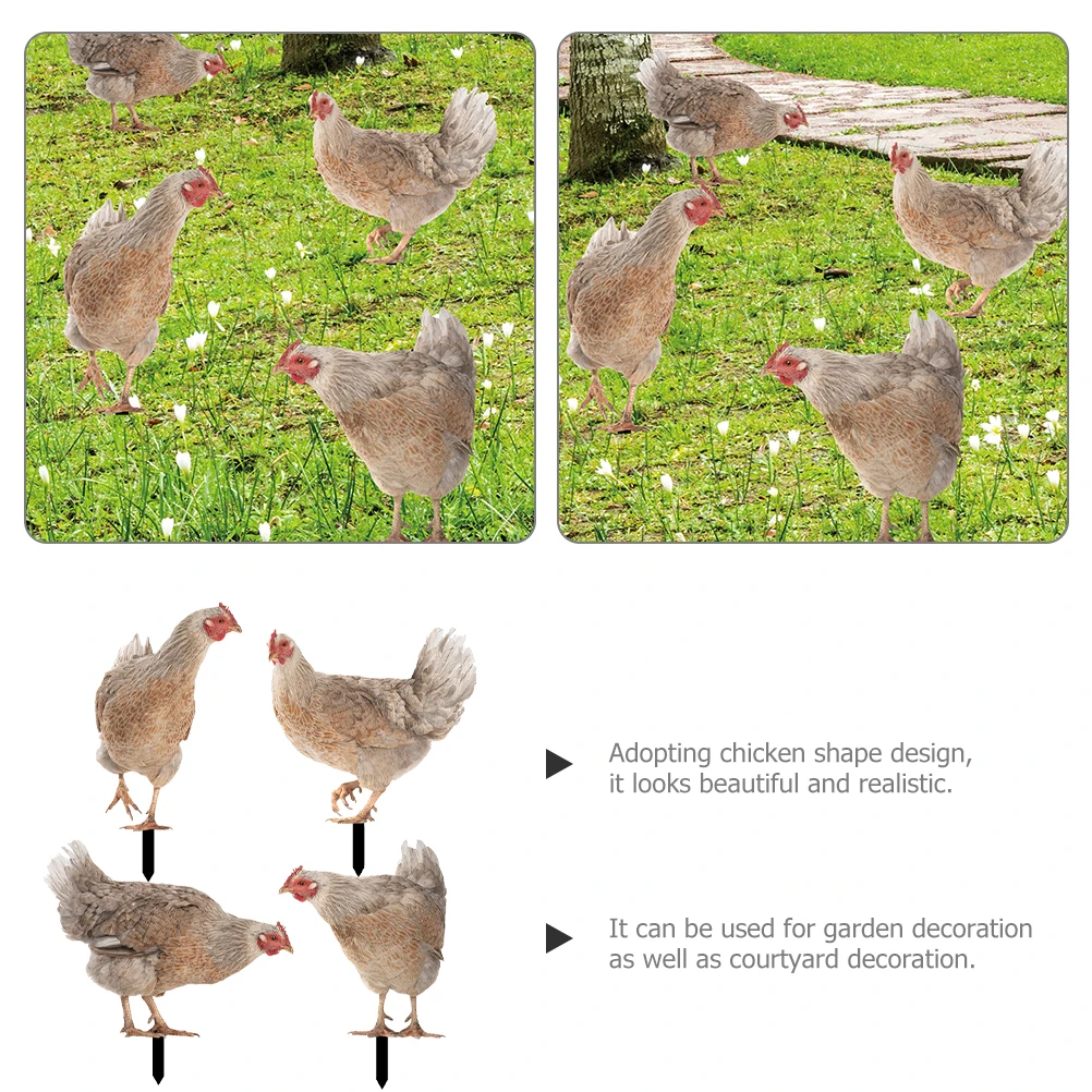 

4pcs Decoration Durable Acrylic Garden Lawn Ornament Yard Decor Chicken Yards Garden Stake Chickens Yard Sign Sign Stake