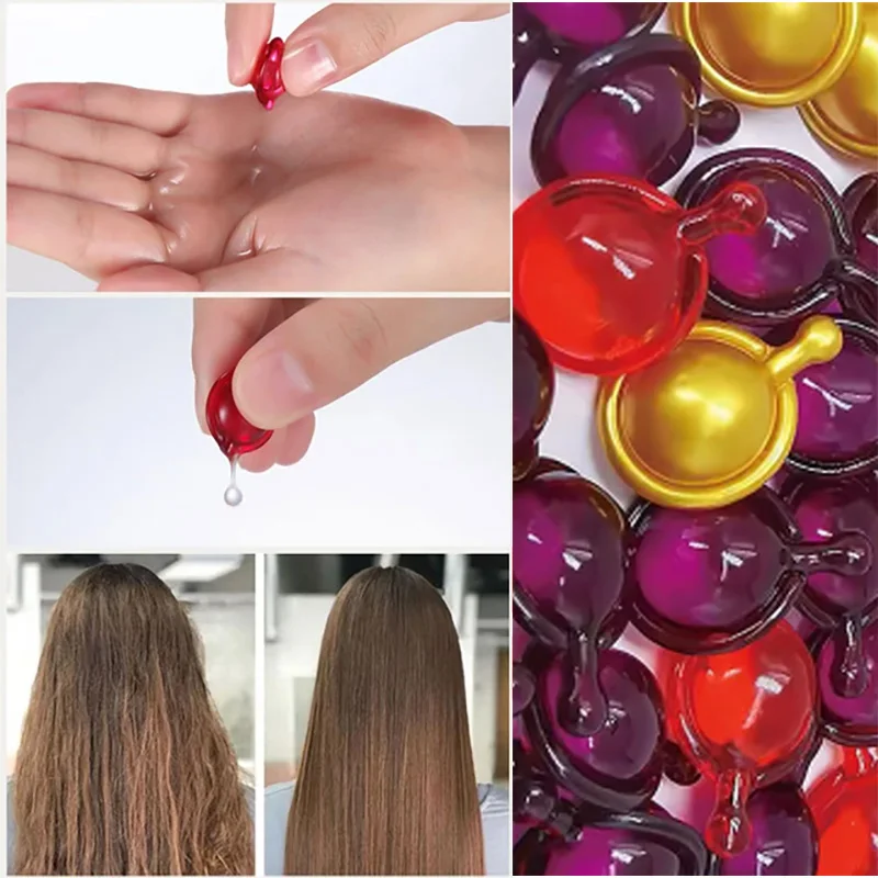 Anti Haarausfall Haar Vitamin Kapsel Öl Keratin Komplexe Öl Glattes Seidiges Haar Serum Haar Maske Reparatur Frizz Beschädigt Serum 10 Stücke