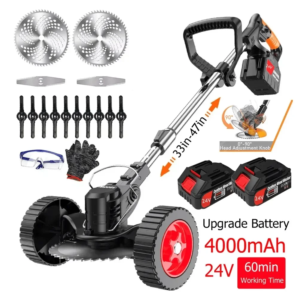 

Weeds Eater Electric Brush Cutter Lawn Edger Grass String Trimmer 24V 2500W Cordless Weedwacker Lawn Grass Edger Adjustable Han