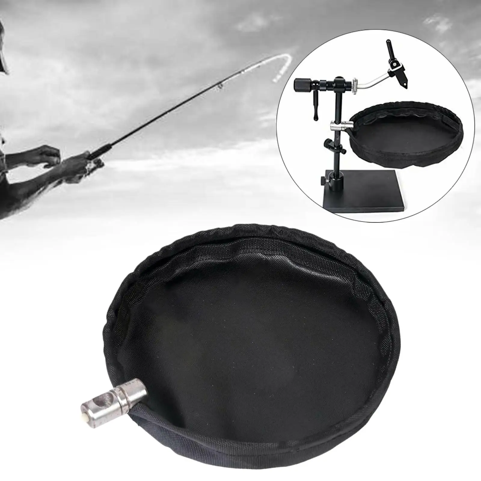 6.5 inch Fly Tying Waste Basket Oxford Cloth Fishing Line Tray Easy to Remove and Empty Basket for Fishing