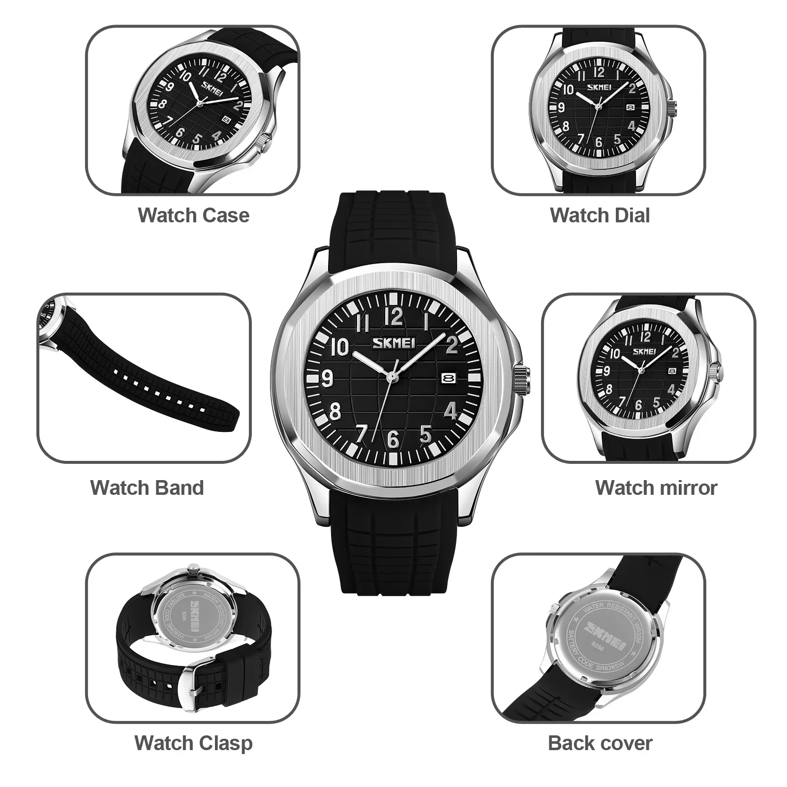 SKMEI 9286 Man Casual Waterproof Date Sports Watches Clock For Men Male Relogio Masculino Quartz Movement Wristwatches