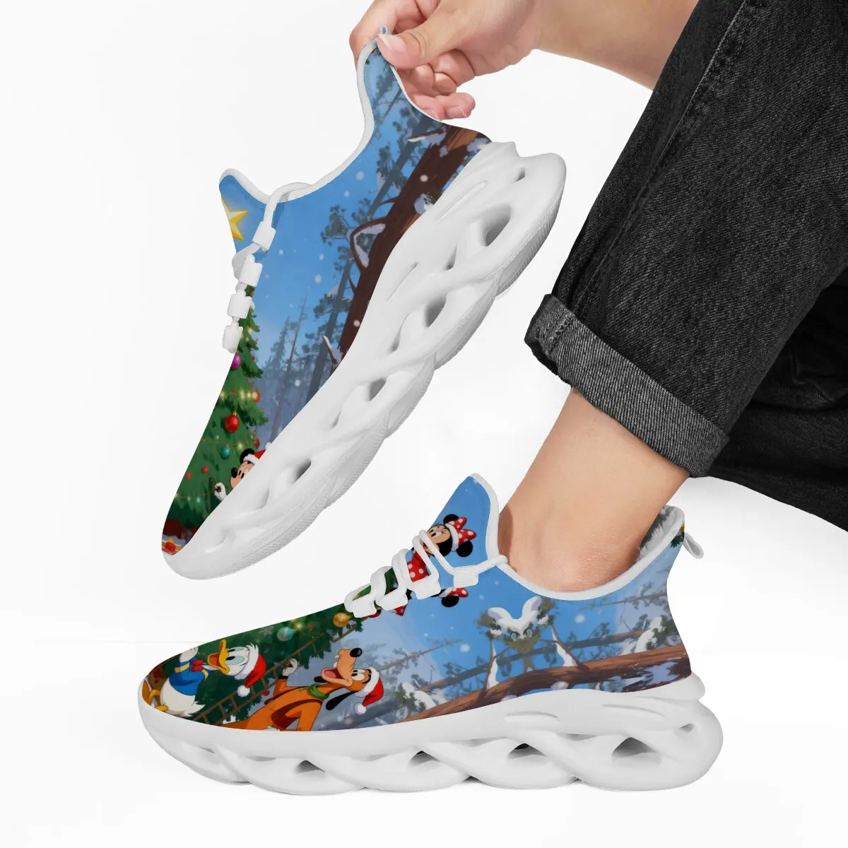 

Men Women Sports Running Shoes Disney Winter Christmas Fleece-Lined Casual Sneakers Fashion Platform Shoe Zapatillas Mujer