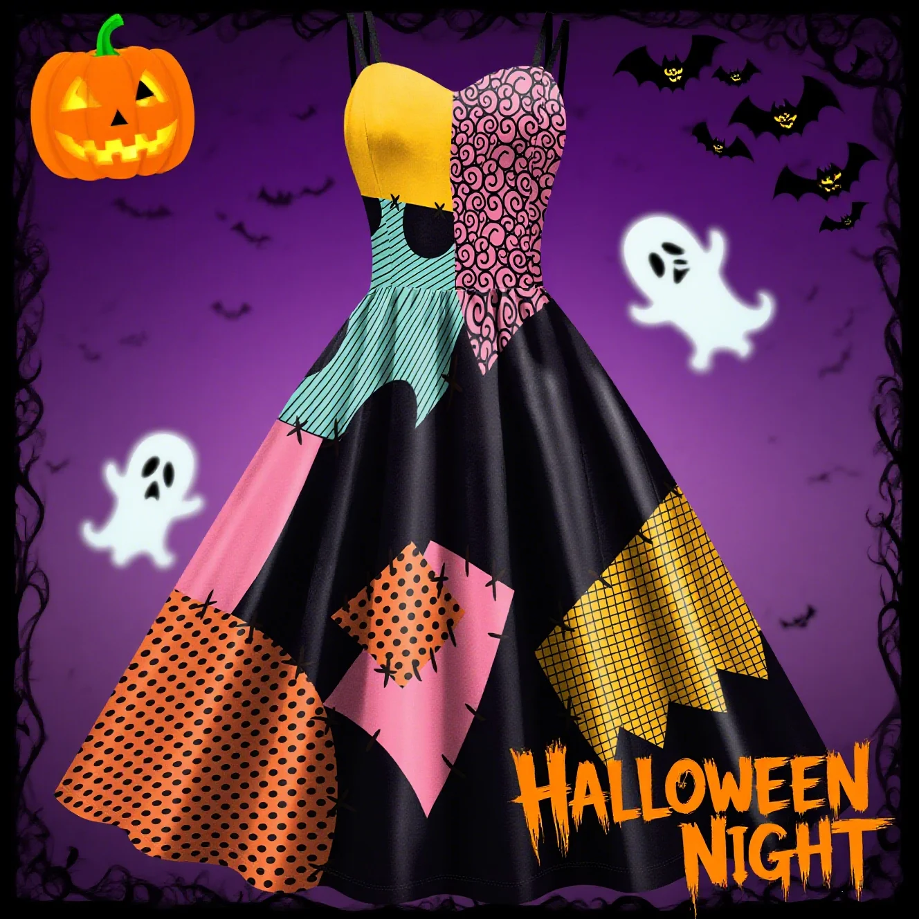 

Sally Halloween Day Cosplay Dress Women Costume Sexy Sleeveless Vintage Dresses Witch Scary Clothes of The Dead ﻿Costumes 2025