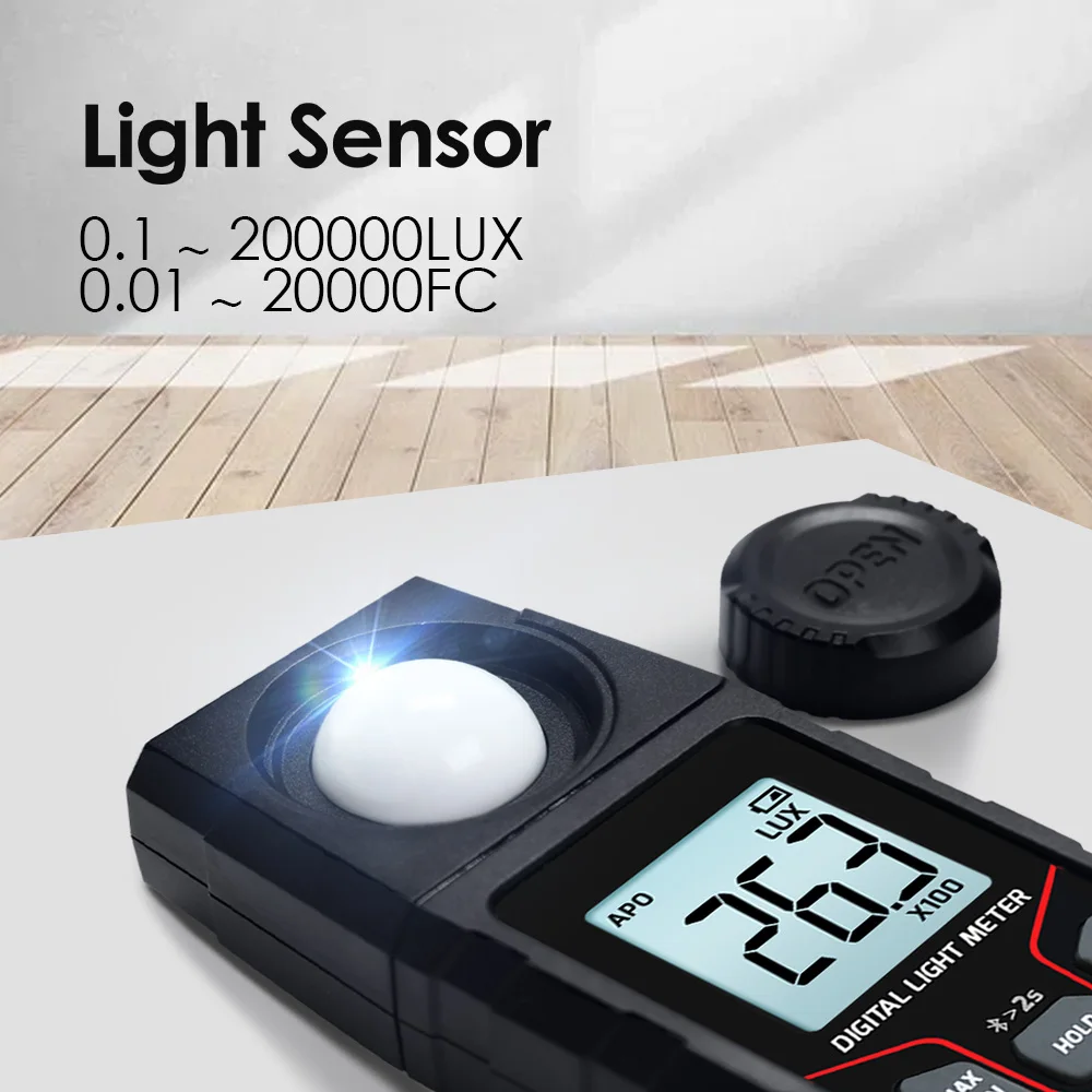 Bluetooth Digital Lux Meter w/ App 200000 Lux Handheld Light Meter Foot Candle Illuminance Tester for Plants & Photo - view 6