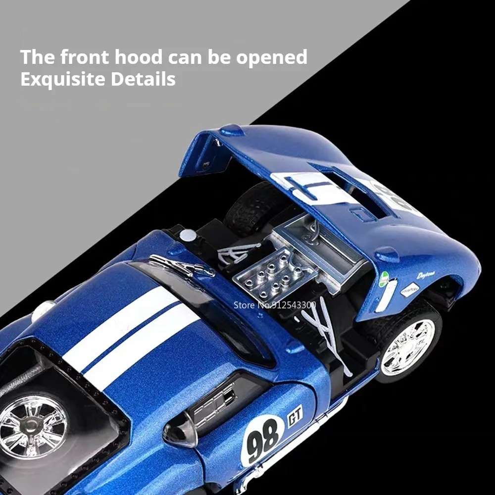 โมเดลรถสปอร์ต Cobra GT500 สเกล 1:32 ของเล่นมีเสียง มีไฟ ดึงหลังวิ่งได้ พร้อมระบบกันสะเทือน ของเล่นจำลองขนาดเล็กสำหรับเด็ก