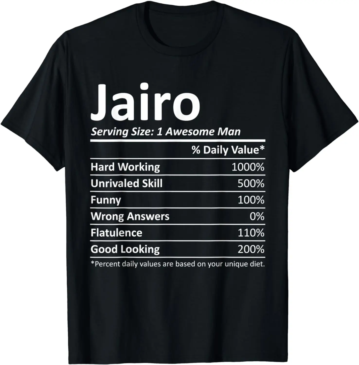 

JAIRO Nutrition Funny Birthday Personalized Name Gift Idea T-Shirt