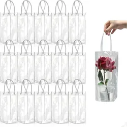 5/10/20PCS Transparent PVC Plastic Gift Bags Rectangular Transparent Soft PVC Handbag Shopping Christmas New Year Halloween