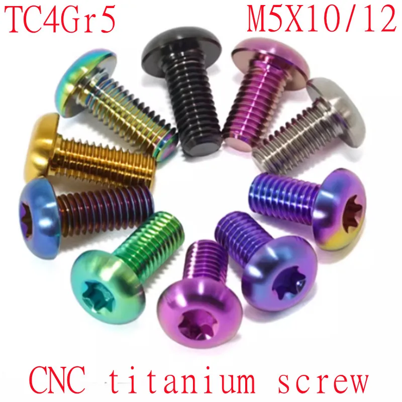 6pcs Tc4gr5 Bolts M5x10 12mm Screw Bolt For Disc Brake Rotors Mountain Bike & Road Bike T25 Torx Disc