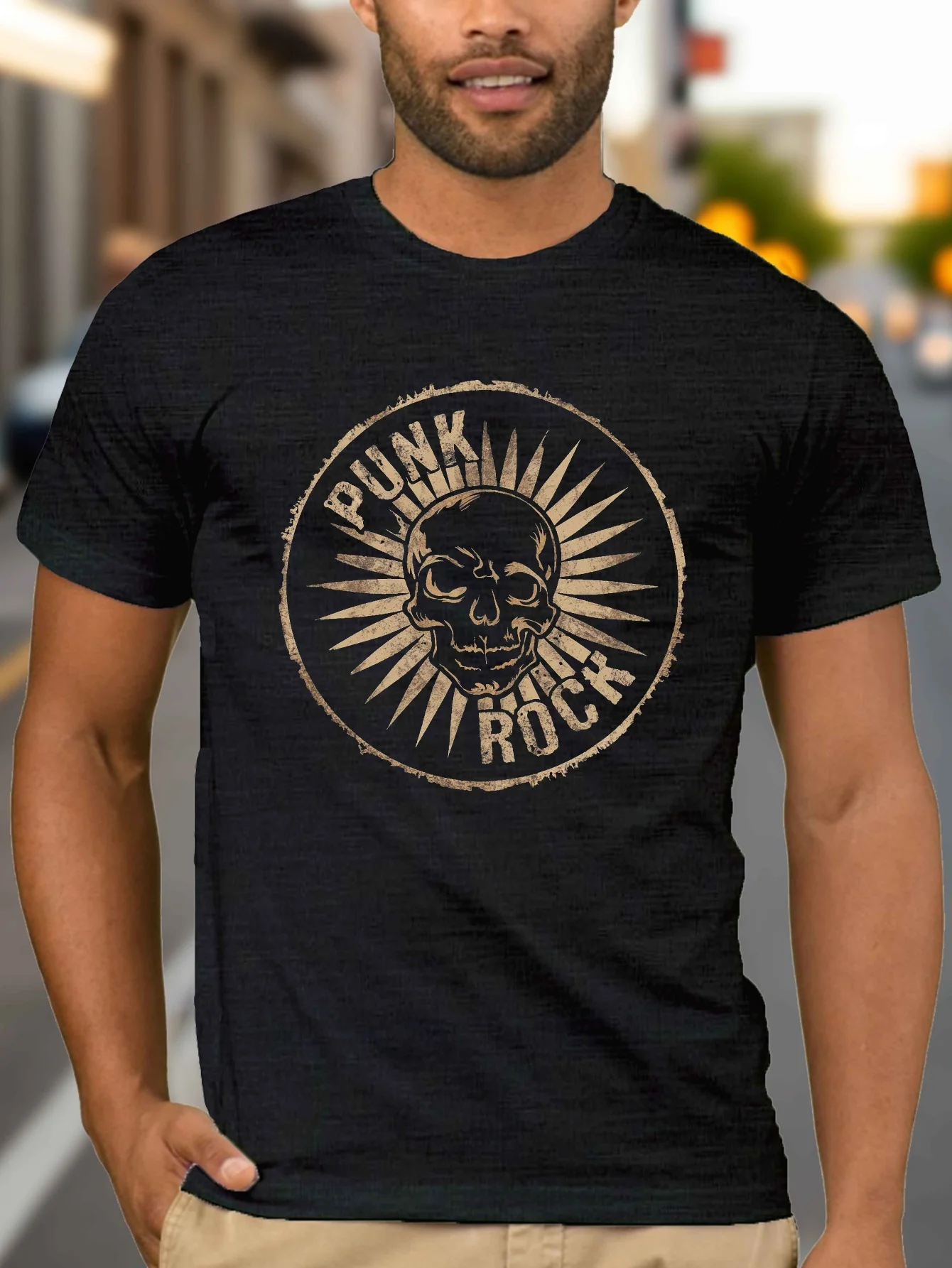 

PUNK ROCK skull design Men's T-shirts