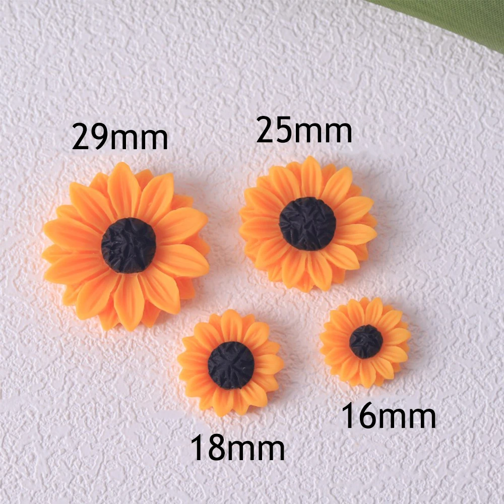 10PCS 16-29mm Sunflower Series Miniature Flat Back Resin Cabochons For Hairpin Scrapbooking DIY Home Decor Craft Accessories