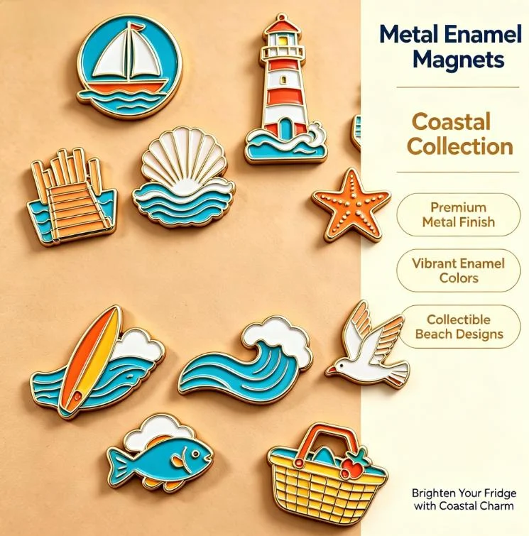 Custom Metal Fridge Magnets Manufacturer Fine Workmanship Metal Soft Enamel Refrigerator Magnet Super Strong Magnetic Attraction