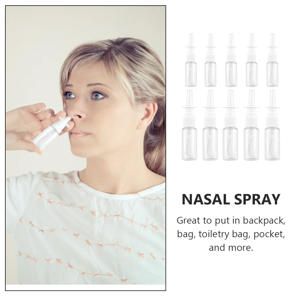 10 Pcs Nasal Pump Mist Bottle Rhinitis Spray Bottles Cosmetics Toner Carry Silver Plastic Travel for Hair