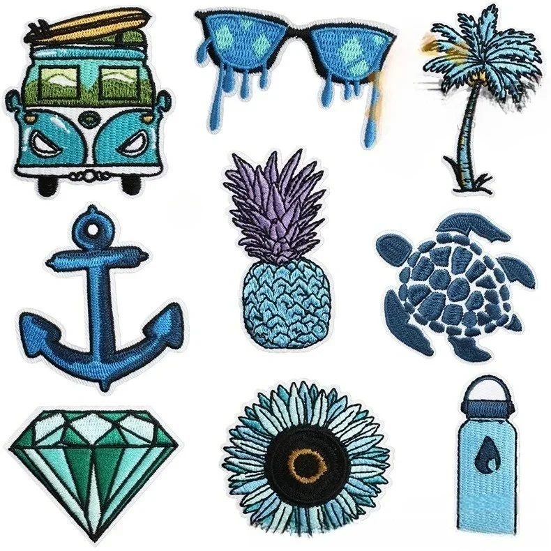 

1/10PCS Set Ironing Patch Clothes DIY for Clothing Kettle Turtle Embroidery Fusible Applique Badge Bag Decoration