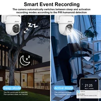 ANRAN Solar Camera 1/2pcs 3/5MP Outdoor 2.4G Wifi Security Camera Battery Cameras Home Surveillance Protection PIR Human Detect,Color Night Vision,IP66 Waterproof 4