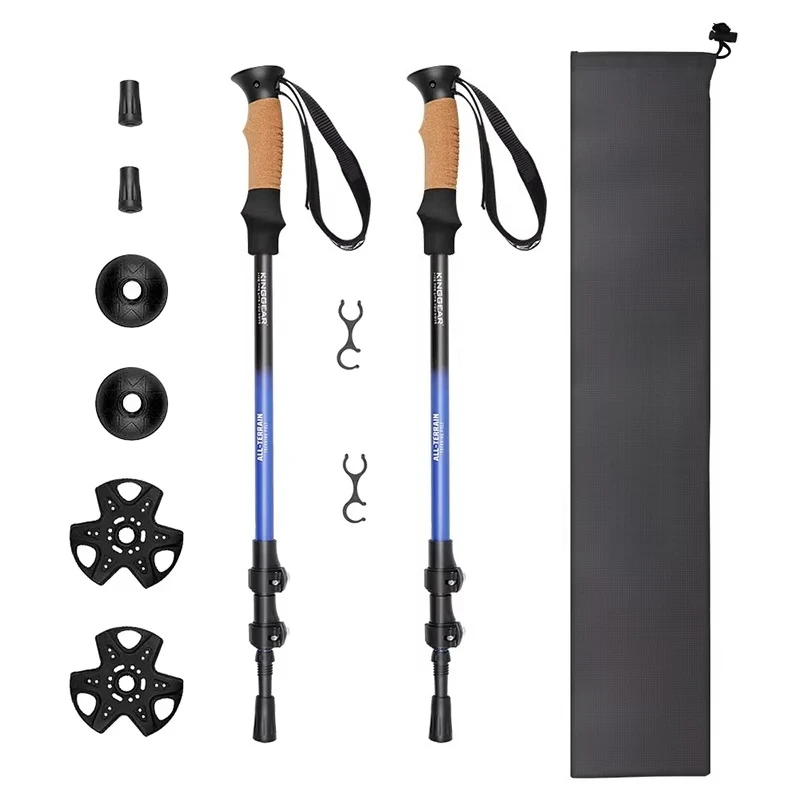 Outdoor Custom Logo 3-section Telescopic Trekking Hiking Pole Manufacturers Aluminum Walking Sticks Trekking Pole