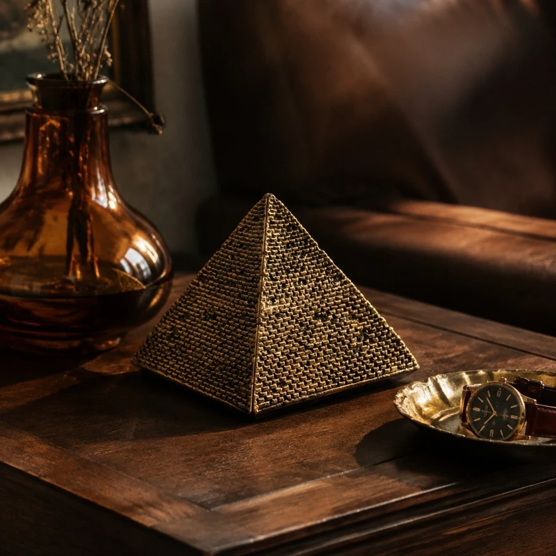 Egyptian relief pyramid ornaments, light luxury retro textured book holders,home office foyer desktop art decoration ornaments