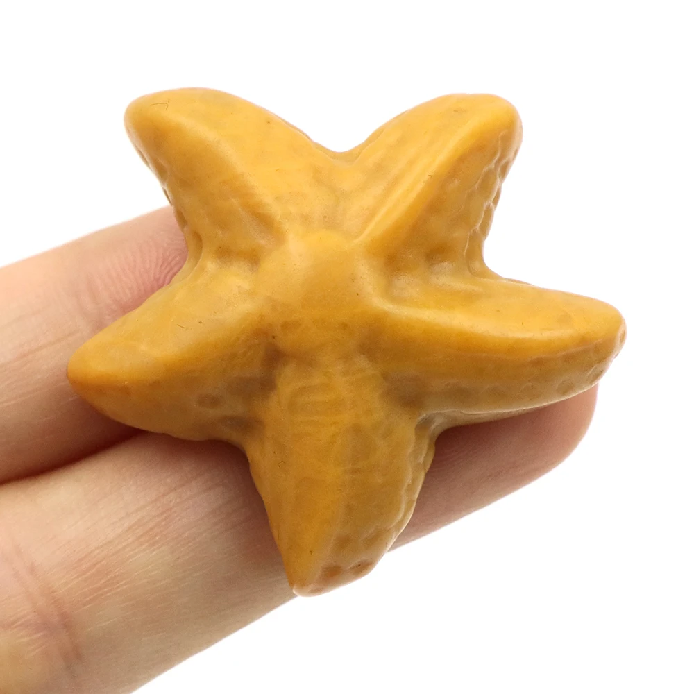 Estatua con forma de estrella de mar de 35mm, Animal marino, piedra Natural curativa, artesanía tallada de cristal, acuario de peces, decoración del hogar, regalo de Año Nuevo