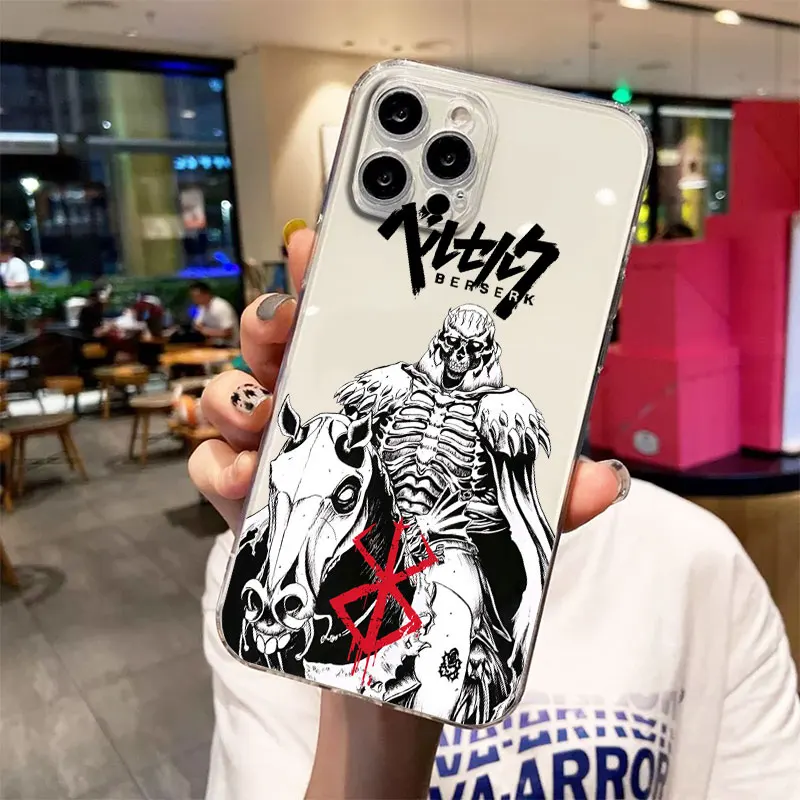 Berserk Comics Cool per iPhone 15 14 13 12 11 Pro Max XS Max X XR 7 8 Plus 6S 5S custodia trasparente antiurto per telefono