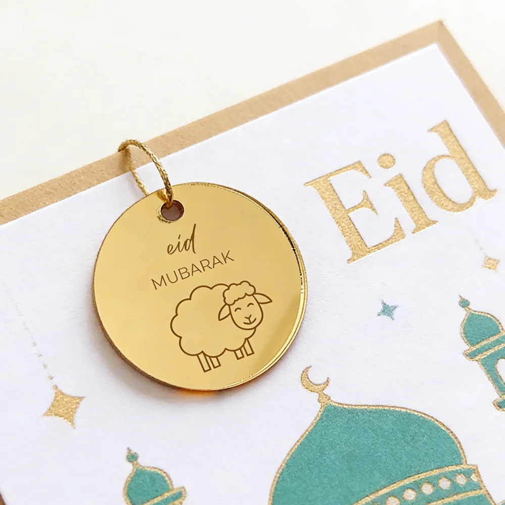10Pcs Eid Mubarak Sheep Pattern Acrylic Tags Eid al-Adha Supplies Favor Accessories Islamic Holiday Decorations Muslim Gifts