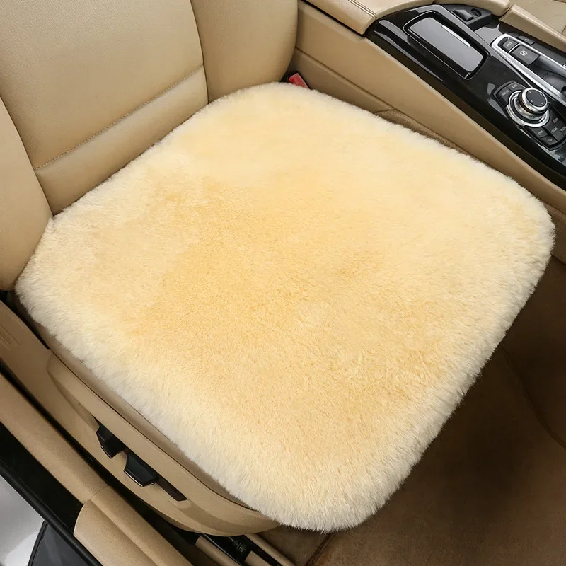 Pure wool car seat cushion winter fur integrated long wool without backrest single piece cashmere warm seat cushion seat cover