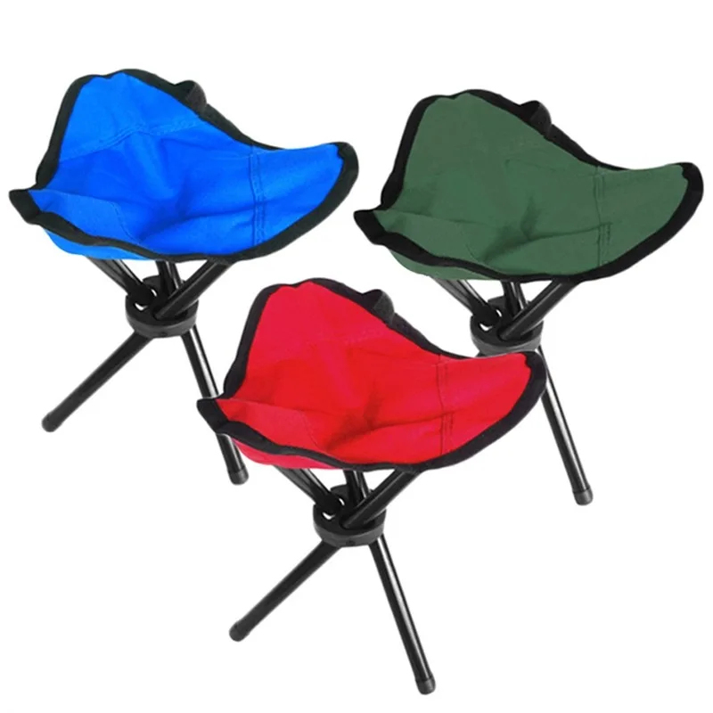  Portable Folding Three-Legged Stool Iron Foldable Camping Chair Outdoor Picnic Hiking Fishing Leisure Seat Accessories 