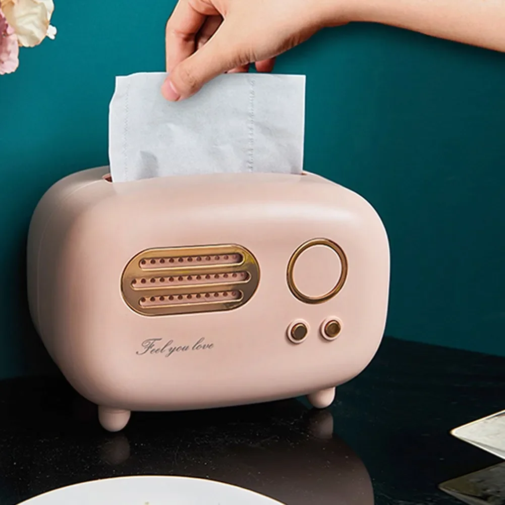 Comodo porta carta da tavolo, scatola decorativa per salviette umidificate, scatola per fazzoletti modello radio per la casa, design alla moda rosa